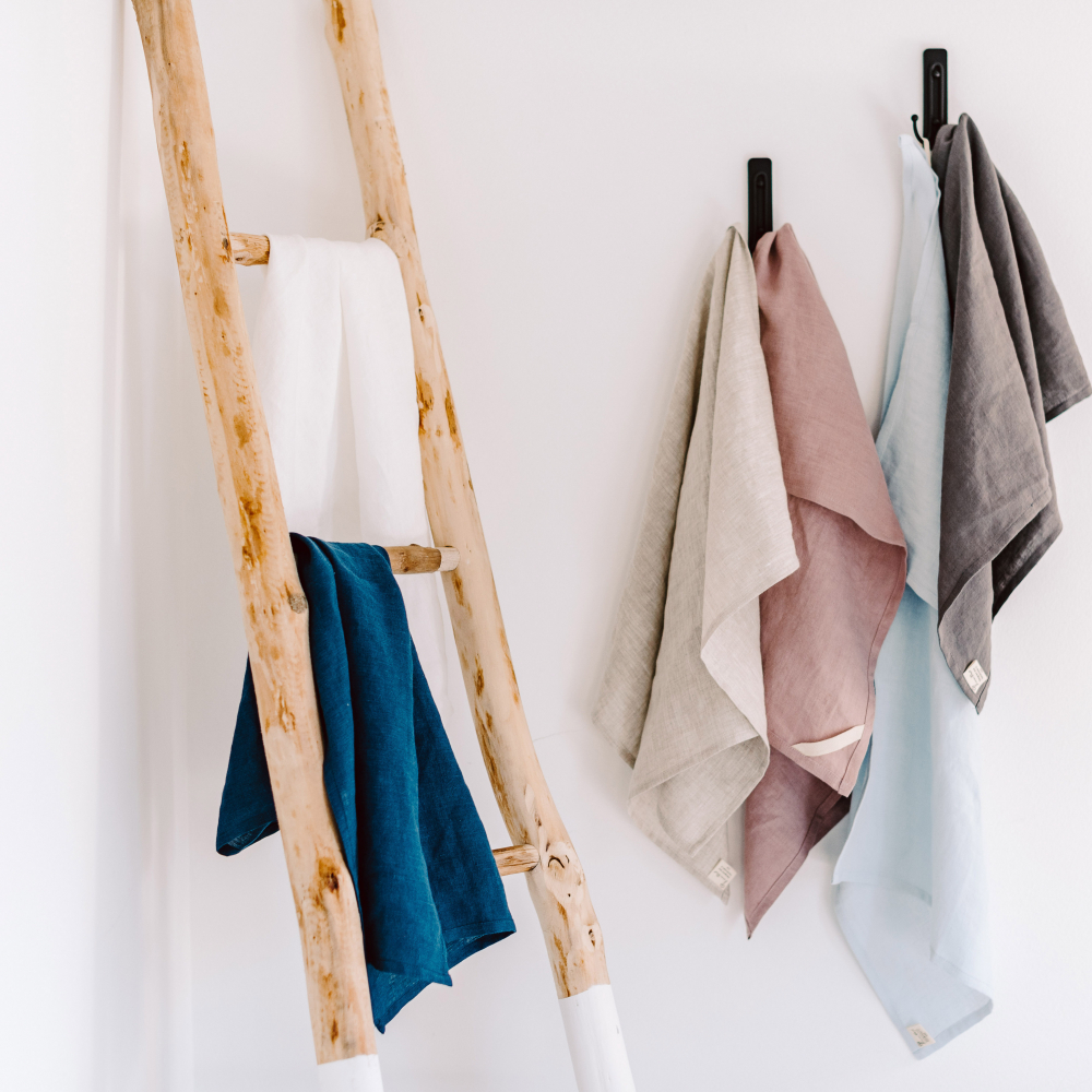 Thick Linen Kitchen Towels Ivy & Creeper (set of 2) - LINOROOM 100% LINEN  TEXTILES