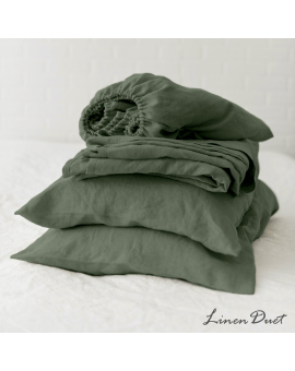Linen Bedding Set 4 Pieces - Fitted Sheet, Flat Sheet, 2 Pillowcases