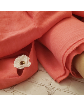 linen fabrics -  Soft Coral Pink Linen Fabric 59" Wide