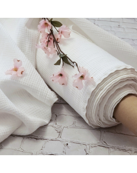 linen fabrics -  Soft White Waffle Linen/Cotton Fabric 59" Wide