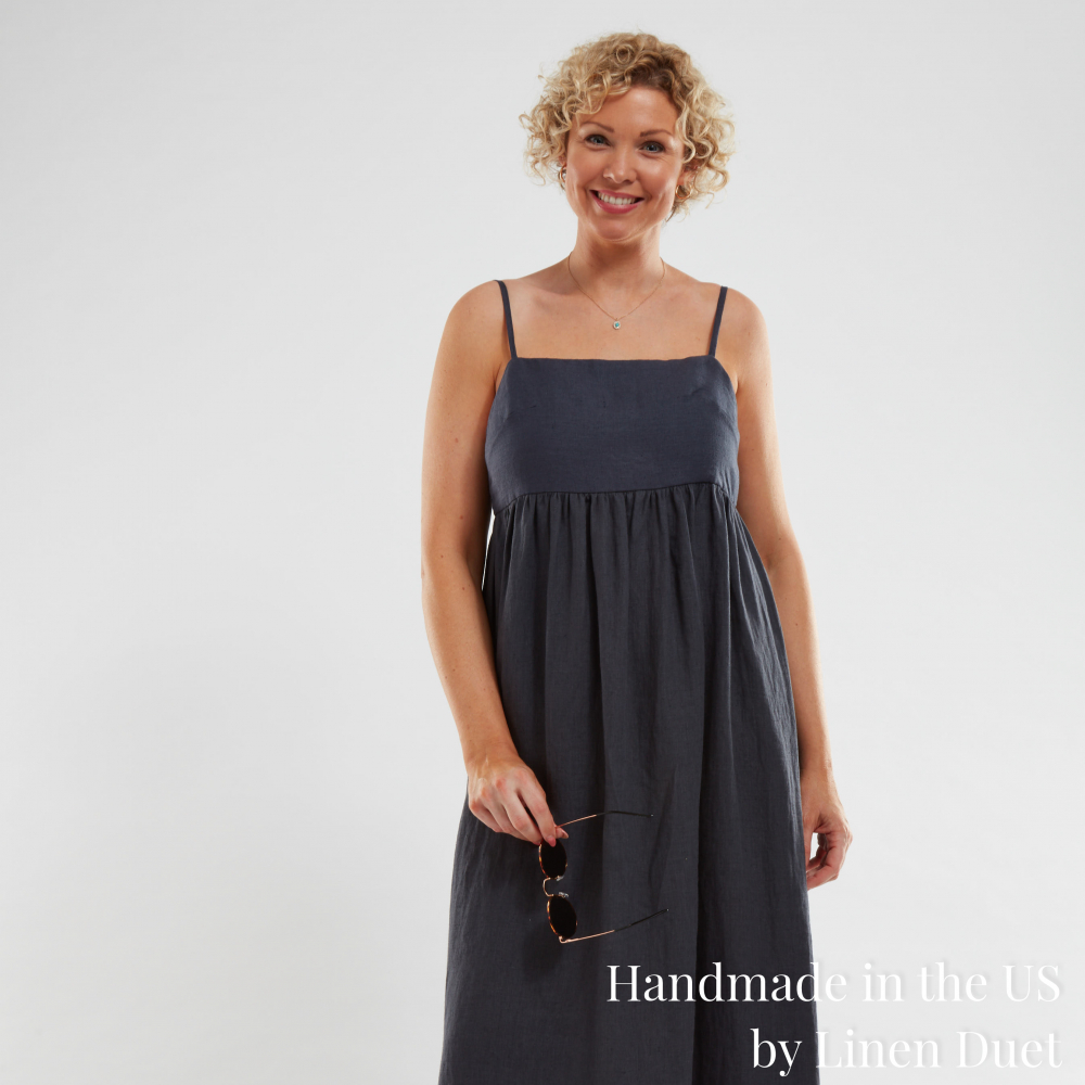linen clothing by Linen Duet -  Spaghetti-Strap Maxi Dress, Long Summer Linen Dress