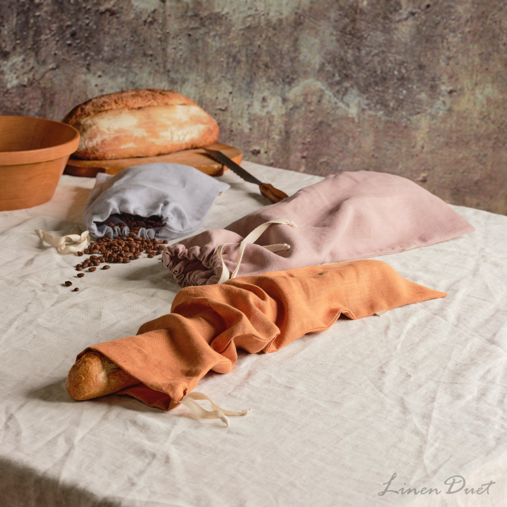 linen for kitchen and dining by Linen Duet - Linen Bread Bag, Food Storage Bags Eco-Friendly, Bread Storage Kitchen Decor