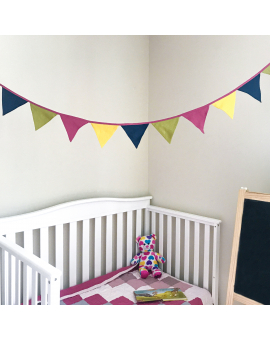 linen home décor - Colorful Linen Bunting Garland for Kids Room