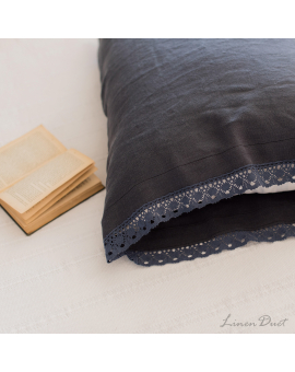 Linen pillowcases  Farmhouse Linen Pillowcase with Cotton Lace