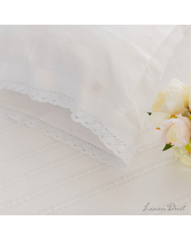 linen bedding - Farmhouse Linen Pillowcase with Cotton Lace