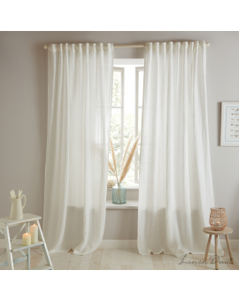 Linen Back Tab Curtains, Semi-sheer Linen Curtains with Back Tabs