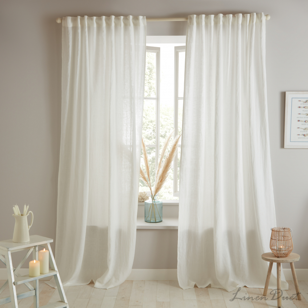 Semi-sheer linen curtains  Linen Back Tab Curtains, Semi-sheer Linen Curtains with Back Tabs