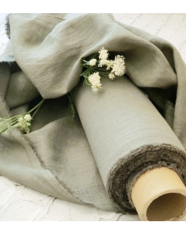 linen fabrics -  Soft Greyish Green Linen Fabric 59" Wide- Fabric by the Yard / Meter or Half