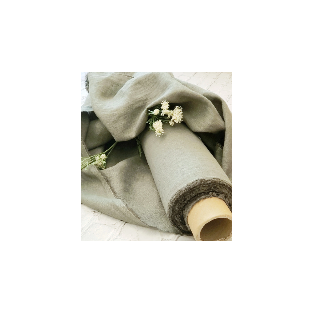 linen fabrics -  Soft Greyish Green Linen Fabric 59" Wide- Fabric by the Yard / Meter or Half