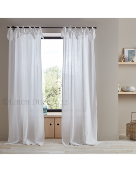 Natural Linen Curtains with Bow Ties
