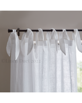 Semi-sheer linen curtains  Natural Linen Curtain with Bow Ties