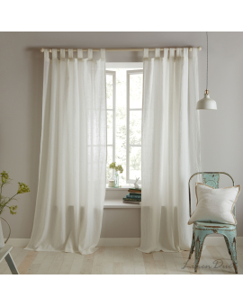 Semi-sheer linen curtains  Natural Linen Curtain Panel with Tab Top | Linen Curtain Tab Top