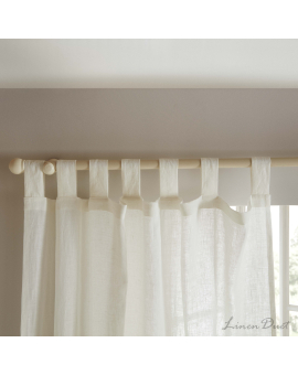 Semi-sheer linen curtains  Natural Linen Curtain Panel with Tab Top | Linen Curtain Tab Top