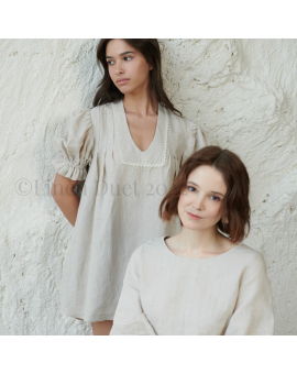 linen clothing by Linen Duet -  Linen Tunic Loose Top, Linen Tunic Dress