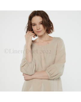 linen clothing by Linen Duet -  Loose Linen Dress, Linen Dress with Embroidery