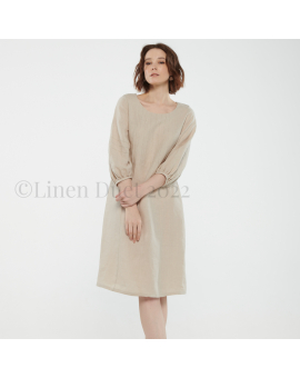 linen clothing by Linen Duet -  Loose Linen Dress, Linen Dress with Embroidery