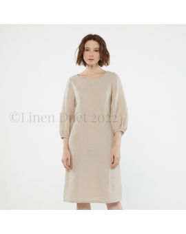 Loose Linen Dress, Linen Dress with Embroidery