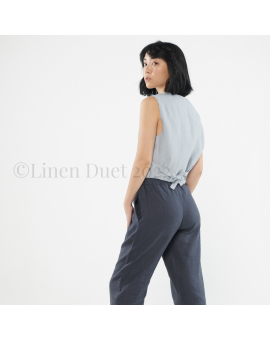 linen clothing by Linen Duet -  Loose Linen Pants, Casual Linen Pants for Women
