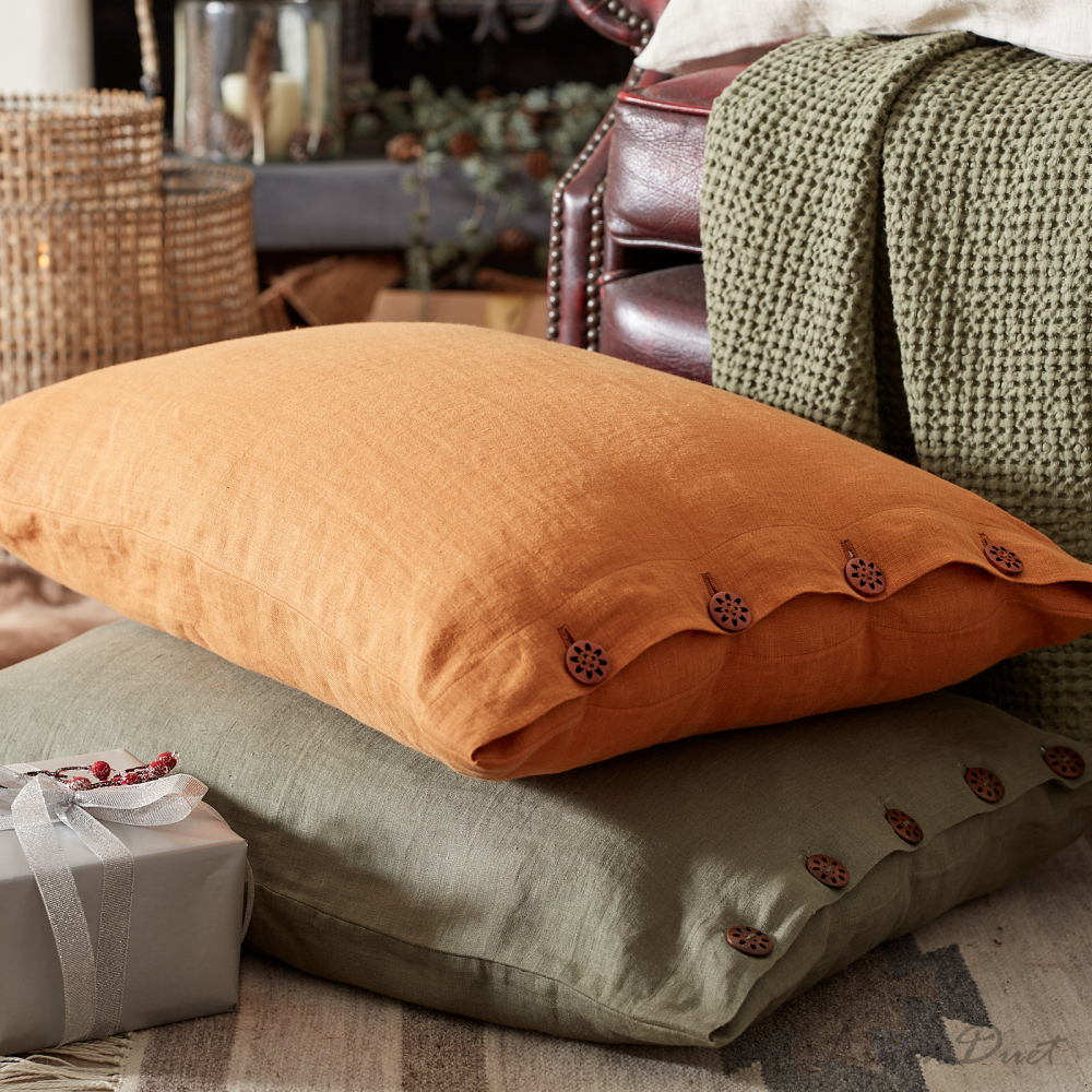 linen bedding - Stunning Linen Pillowcase with Button Closure