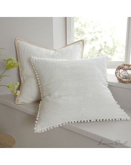 linen home décor - Linen Pillowcase with Natural Unbleached Cotton Cord Trim