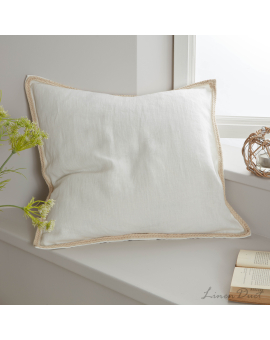 Linen Pillowcase with Natural Unbleached Cotton Cord Trim