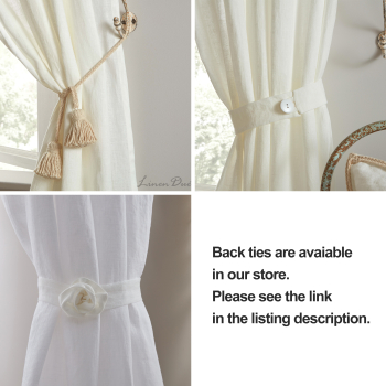 Semi-sheer linen curtains  Natural Linen Curtain with Rod Pocket