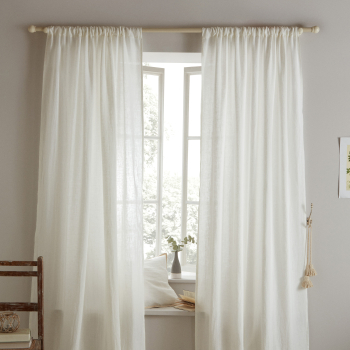 Semi-sheer linen curtains  Natural Linen Curtain with Rod Pocket