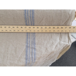 Linen fabrics  Upholstery Linen Heavy Weight, Gray Linen with Blue Stripes