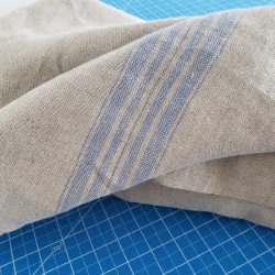 Linen fabrics  Upholstery Linen Heavy Weight, Gray Linen with Blue Stripes
