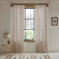 Sheer Linen Curtains  Oatmeal Sheer Linen Curtains with Rod Pocket