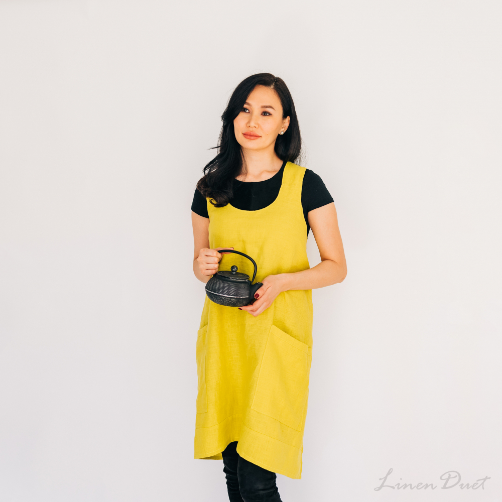 linen clothing by Linen Duet -  Pinafore Linen Apron