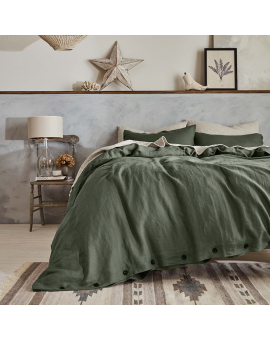 Grayish Green duvet cover with buttons