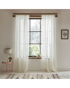 Sheer Linen Curtains with Rod Pocket