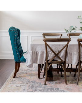Table Linens  Elegant Ruffled Linen Tablecloth, Squared, Rectangular Tablecloths