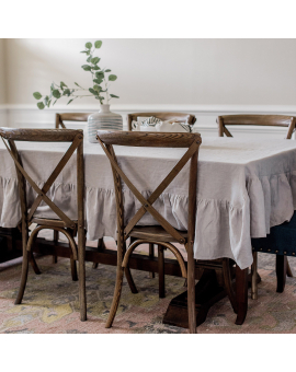 Elegant Ruffled Linen Tablecloth, Squared, Rectangular Tablecloths