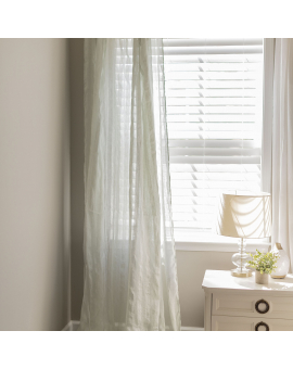 Shabby Chic Sheer Linen Curtains with Stripes 47 inch wide