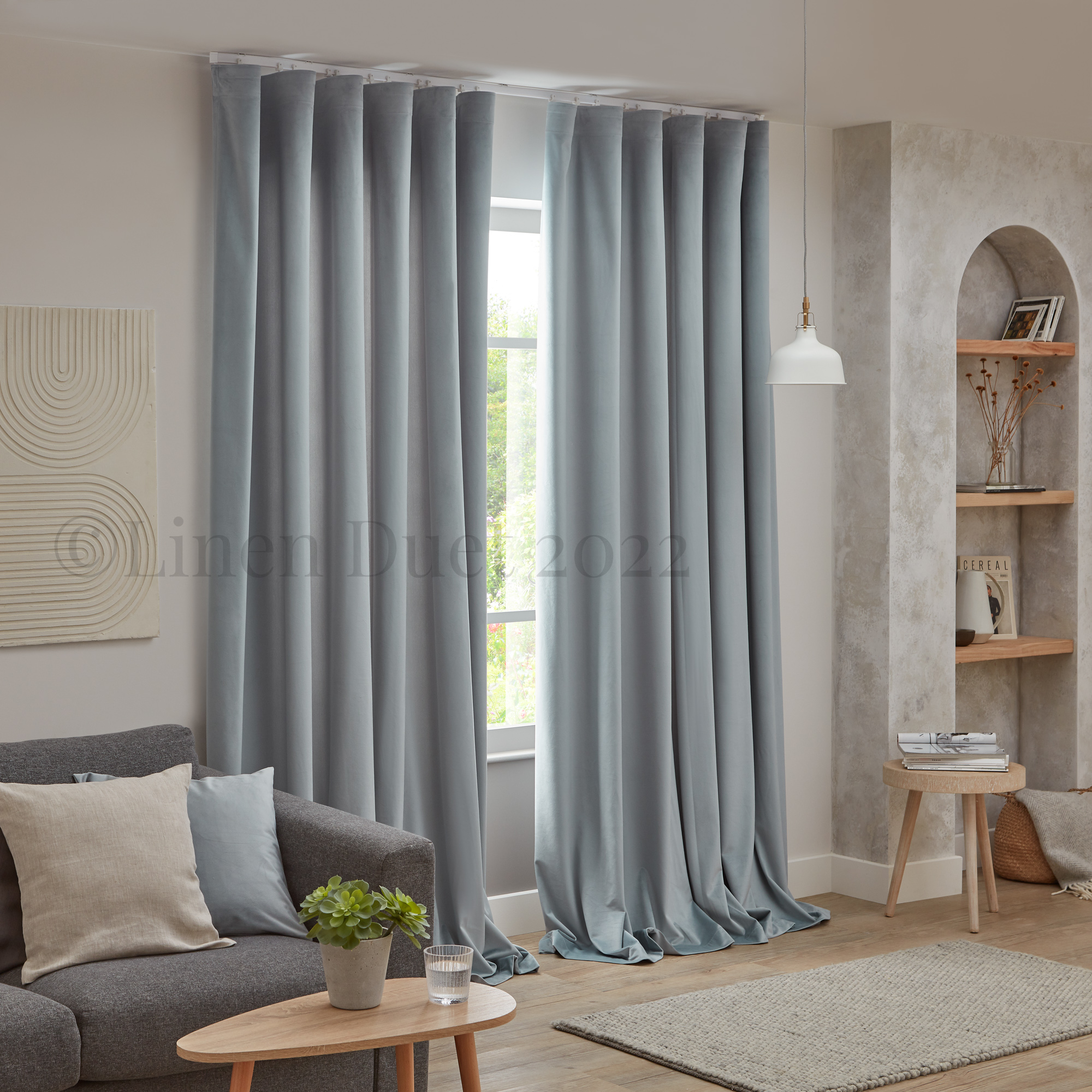 Velvet curtains with ripple fold top