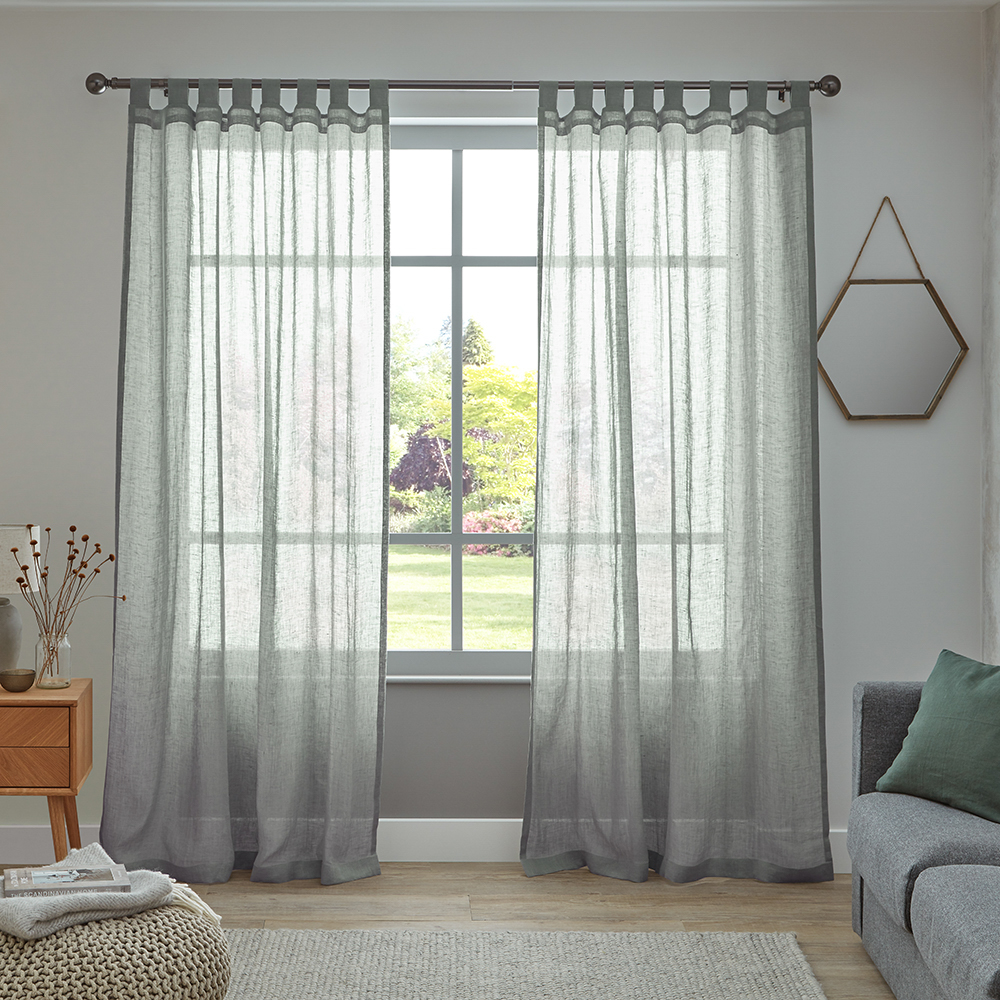 Sheer linen curtains with tab top