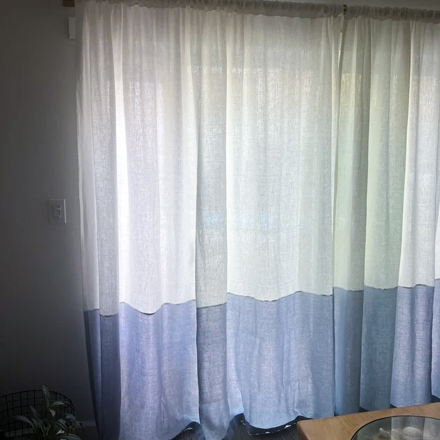 Color Block linen curtains